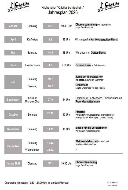 Quelle: Kirchenchor Schriesheim, Claudia Meffert